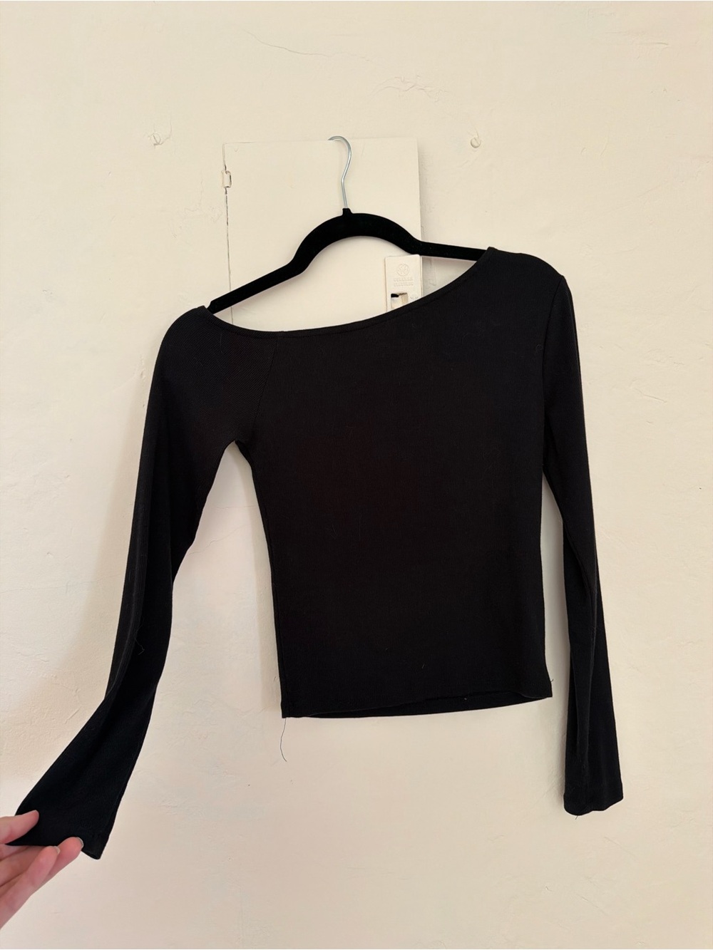 Cotton On Black Long-Sleeve Boat Neck Top
